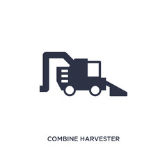 combine harvester icon on white background. Simple element illustration from agriculture farming and gardening concept.