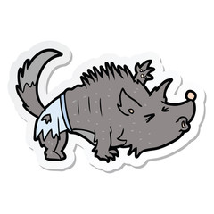 sticker of a cartoon werewolf
