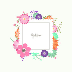 Elegant design illustration of floral frame template with text inside 