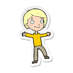 sticker of a cartoon excited boy