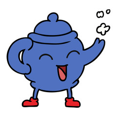 cartoon doodle of a blue tea pot