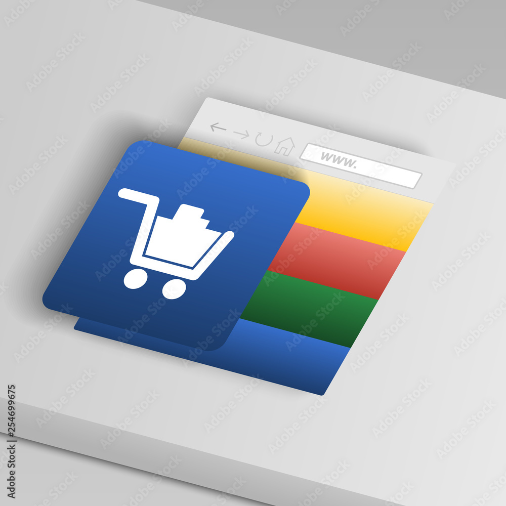 Poster full cart in the store icon. from collection button icons