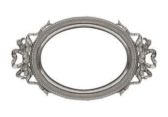 Silver frame for paintings, mirrors or photo isolated on white background	