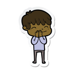 sticker of a cartoon happy boy