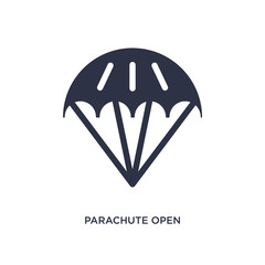 parachute open icon on white background. Simple element illustration from airport terminal concept.