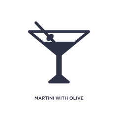 martini with olive icon on white background. Simple element illustration from airport terminal concept.