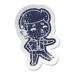 distressed old sticker kawaii 1950 cute boy