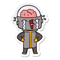 sticker of a cartoon crying robot