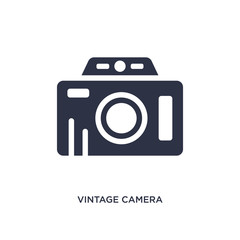 vintage camera icon on white background. Simple element illustration from airport terminal concept.