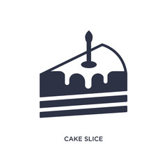 cake slice icon on white background. Simple element illustration from birthday party and wedding concept.