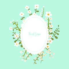 Elegant design illustration of floral frame template with text inside 