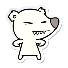 sticker of a angry polar bear cartoon