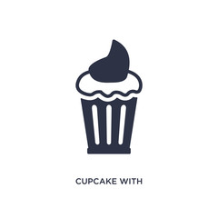 cupcake with cherry icon on white background. Simple element illustration from bistro and restaurant concept.