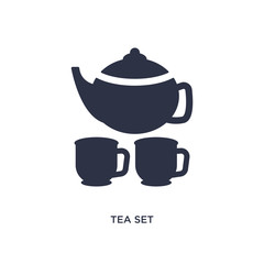 tea set icon on white background. Simple element illustration from bistro and restaurant concept.