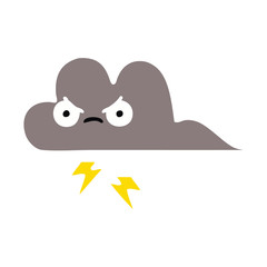 flat color retro cartoon storm cloud