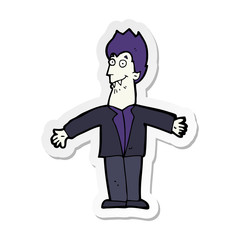 sticker of a cartoon vampire man
