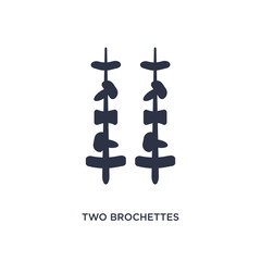 two brochettes icon on white background. Simple element illustration from bistro and restaurant concept.