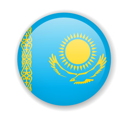 Kazakhstan flag round bright icon on a white background