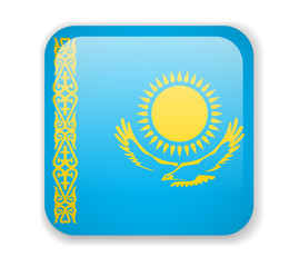 Kazakhstan flag bright square icon on a white background