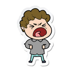 sticker of a cartoon furious man