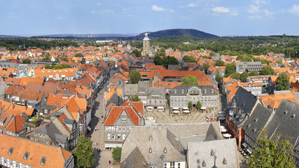 Fototapeta na wymiar aerial view of historic town Goslar in Germany