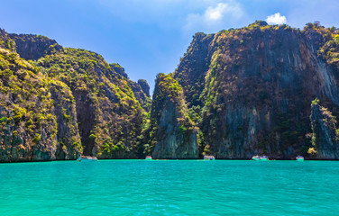 Take a boat to see the beauty of Phi Phi Leh at Pileh Bay and Loh Samah Bay.