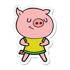 sticker of a happy cartoon pig