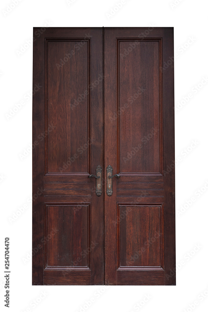 Wall mural classic wood door in vintage style isolated on white background