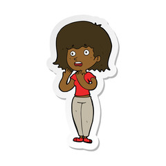 sticker of a cartoon shocked woman