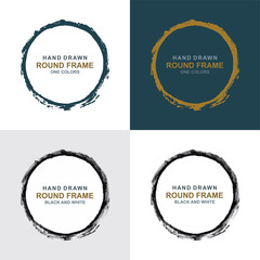 Round frame. Hand drawn scribble circle frames set. Vector design elements.