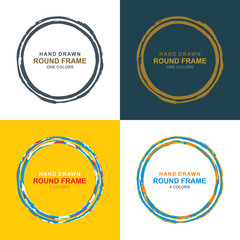 Round frame. Hand drawn scribble circle frames set. Vector design elements.