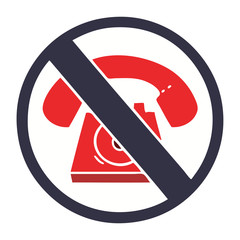 flat color retro cartoon no phones allowed sign