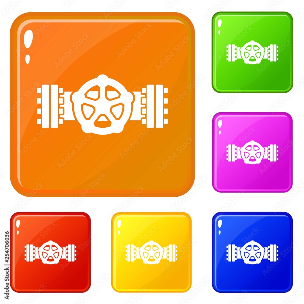 Poster pipiline icons set collection vector 6 color isolated on white background