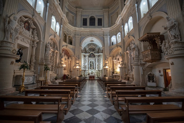 Lecce, Puglia, Italy -  Inside interior of catholic church of San Matteo - Parrocchia chiesa ( Saint Matthew ). A region of Apulia
