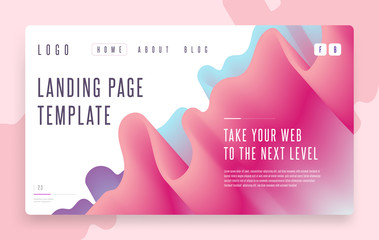 Web site Landing page abstract pastel colors liquid flow shape background template. Gradient wave forms. EPS 10 vector illustration