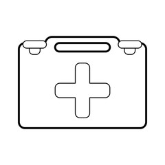 Medical first aids suitcase symbol in black and white
