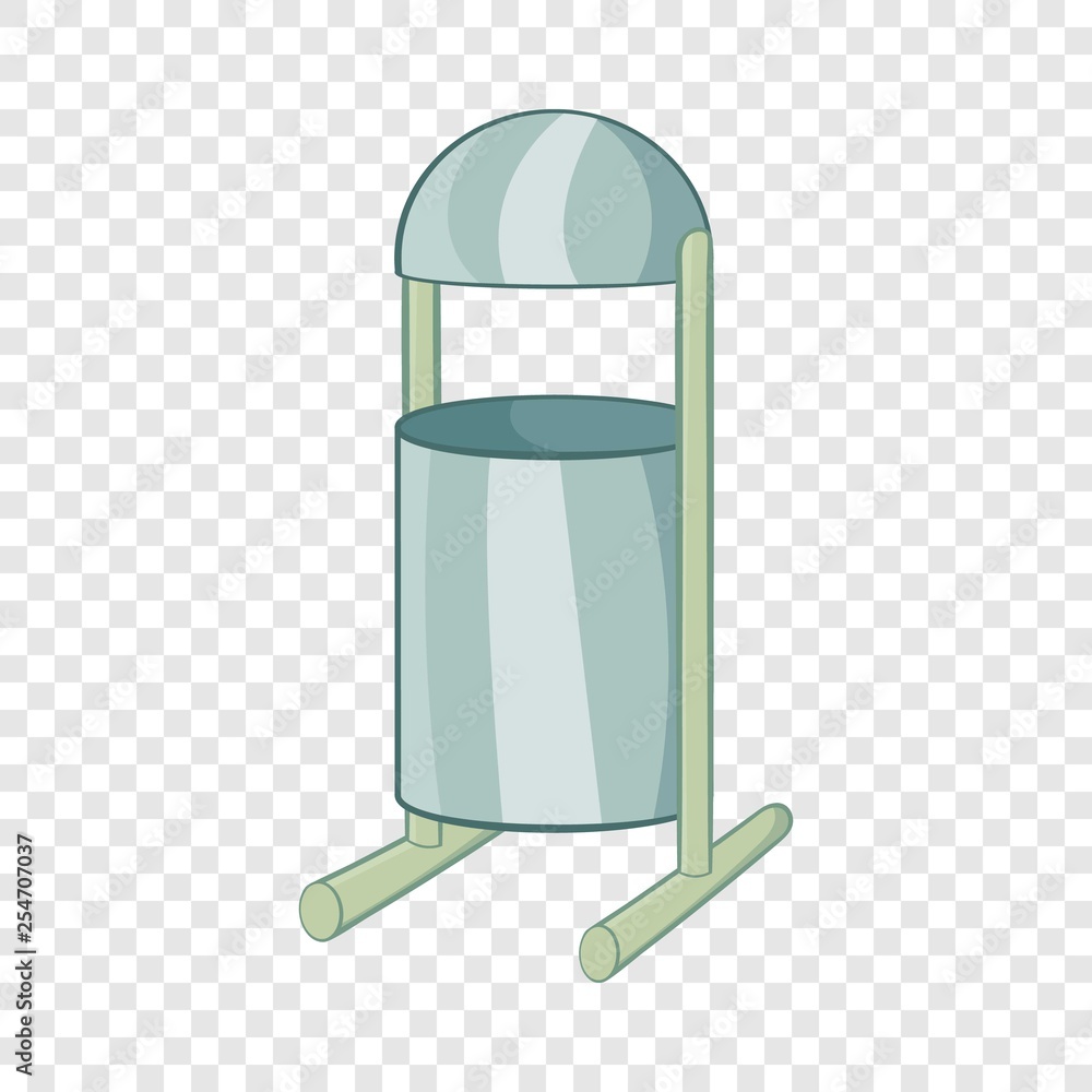 Poster trash can on legs icon in cartoon style isolated on background for any web design