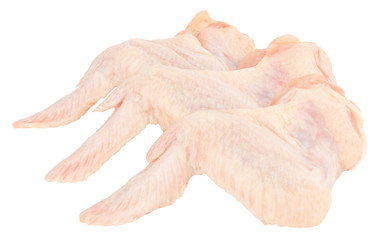 Raw chicken wings isolated on white background.  With clipping path