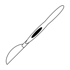 surgical knife medical utensil in black and white
