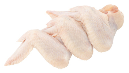 Fototapeta na wymiar Raw chicken wings isolated on white background. With clipping path