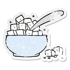 distressed sticker of a cartoon sugar bowl