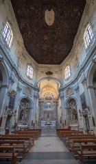 Lecce, Puglia, Italy - Inside interior of catholic Church of Saint Clare (Chiesa di Santa Chiara) in Piazzetta Vittorio Emanuele II square. A region of Apulia