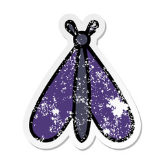 distressed sticker of a cute cartoon moth bug