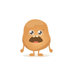 vector funny cartoon cute smiling tiny potato isolated on white background. vegetable funky character