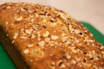  Banana bread with hazelnuts topping