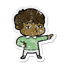 distressed sticker of a cartoon man confused