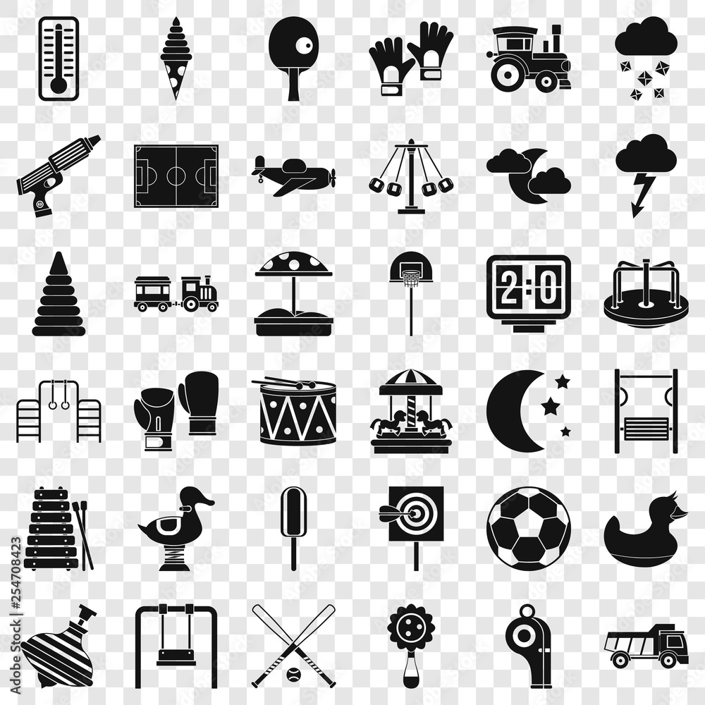 Poster playground for children icons set. simple style of 36 playground for children vector icons for web f