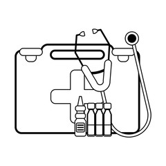 Medical healthcare supplies in black and white