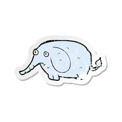 retro distressed sticker of a cartoon sad little elephant