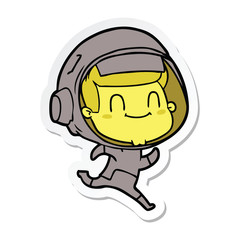 sticker of a happy cartoon astronaut man